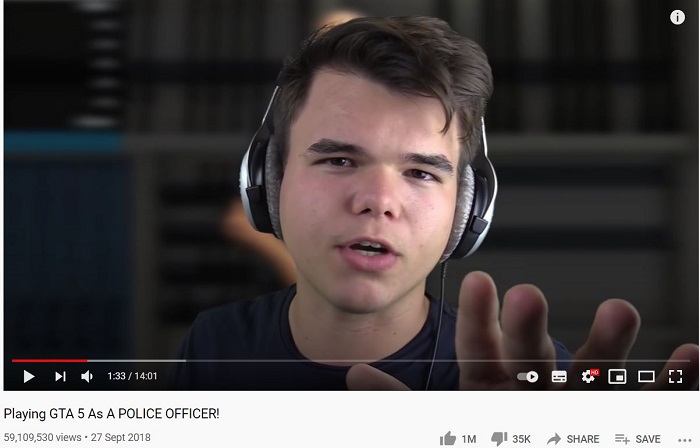 Jelle Van Vucht's most-watched video on his channel is "Playing GTA 5 As A POLICE OFFICER.